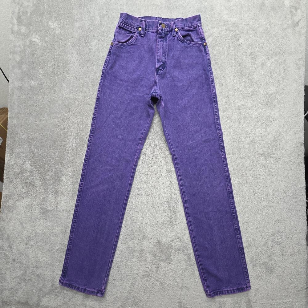 VTG Wrangler Pants Womens Measured 26x32 Purple Slim USA Cotton